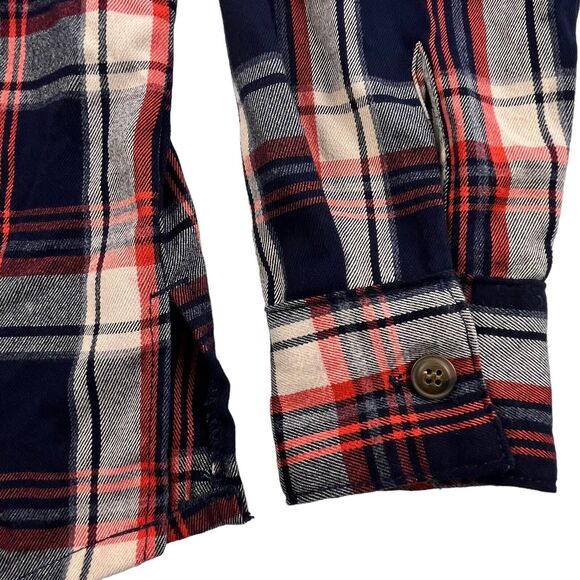 MNML Plaid Flannel Shirt Mens Small Double Pockets Button Up Outdoor Stretch - Picture 8 of 13